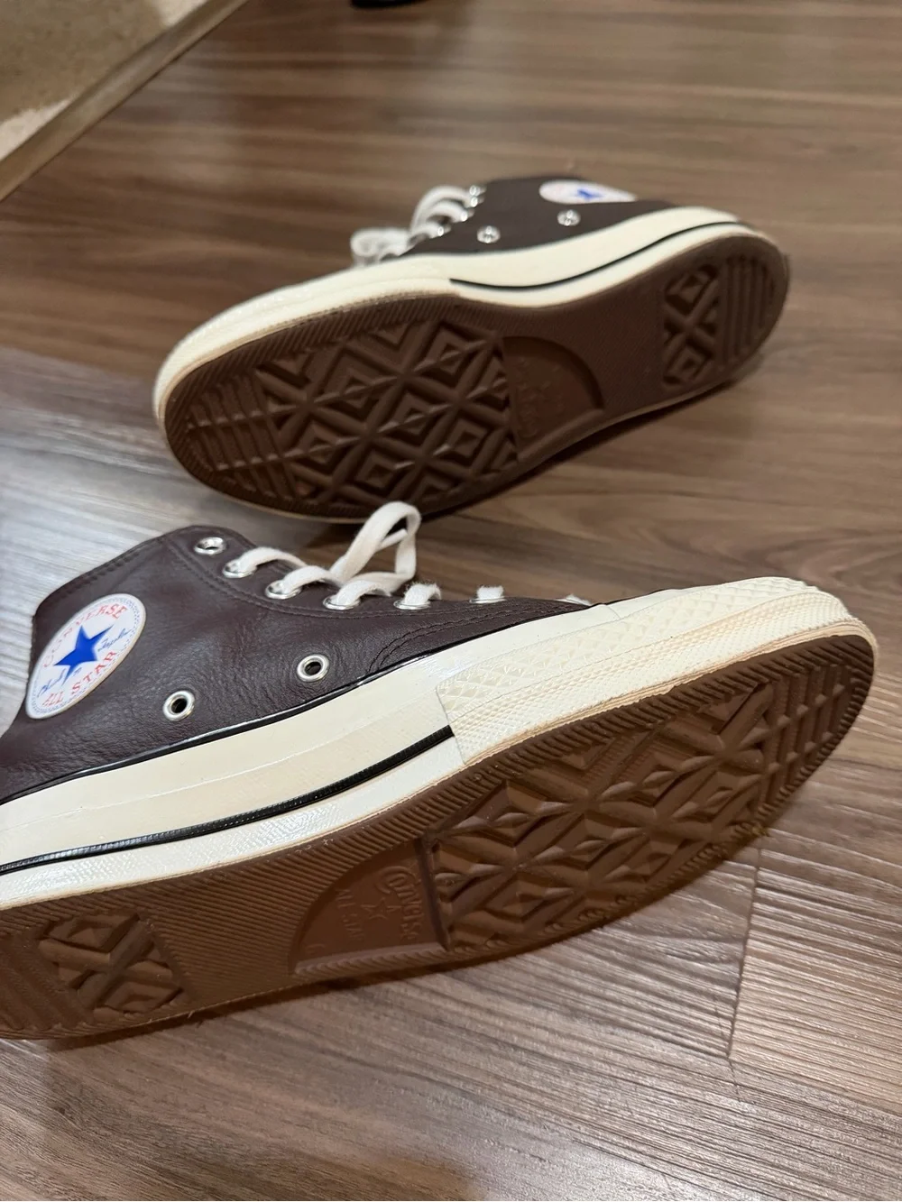 Converse High-Top Sneakers in Dark Brown and White